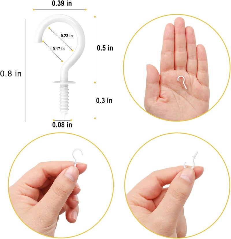 RELBRO 1/2 Inch Small Screw Hooks, Mini Metal Twist in Hooks, White, 100 Pcs - Image 3